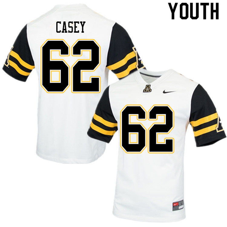 Youth #62 Ryker Casey Appalachian State Mountaineers College Football Jerseys Sale-White